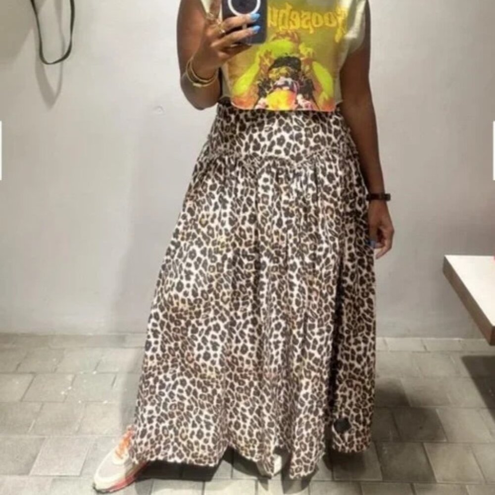 Anthropologie Mare Mare Basque-Waist Maxi Skirt Leopard Animal Print Size XL NWT - Picture 10 of 12